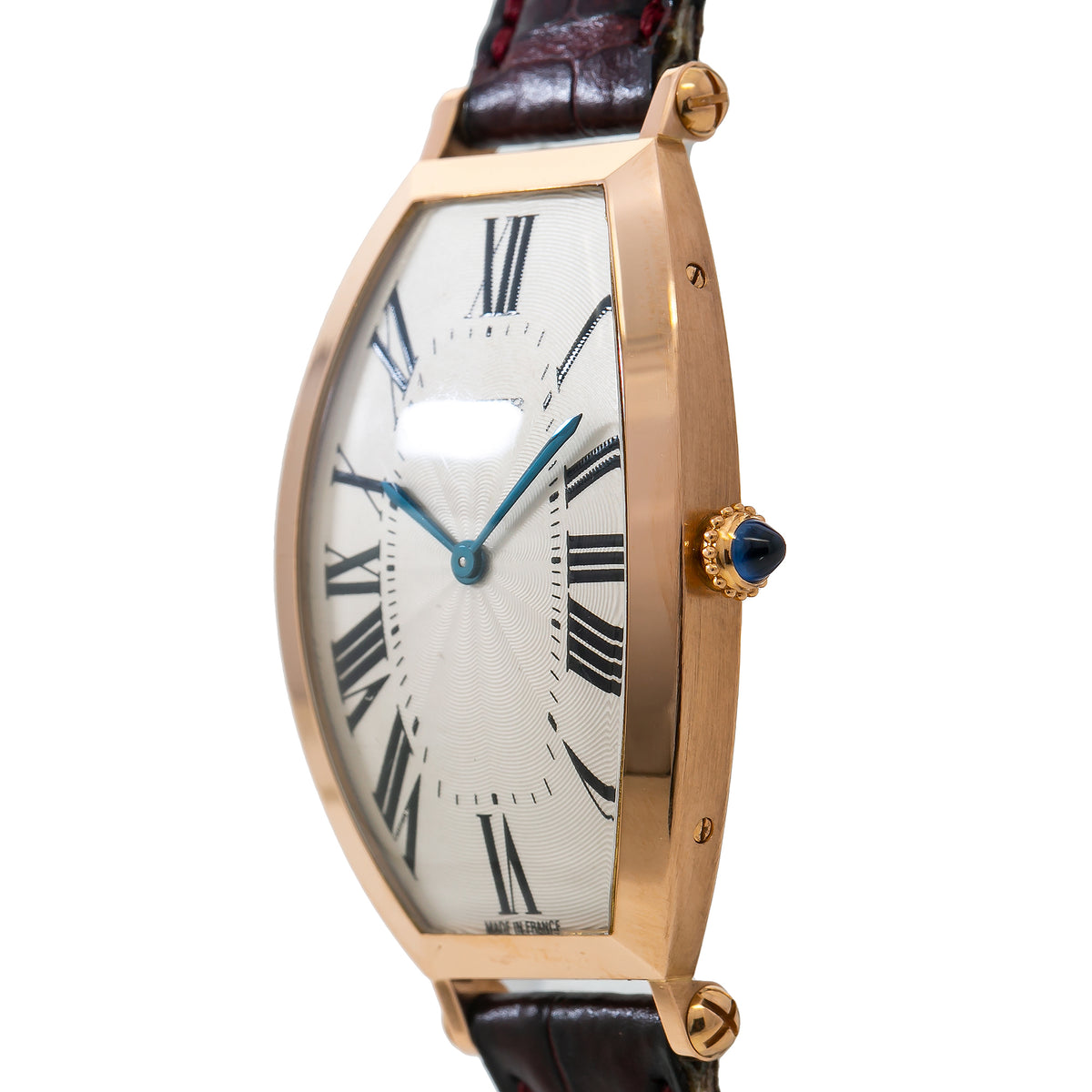 Cartier Tonneau 2458B Prive Paris 18k Rose Manual Watch Ivory Dial 26x46mm