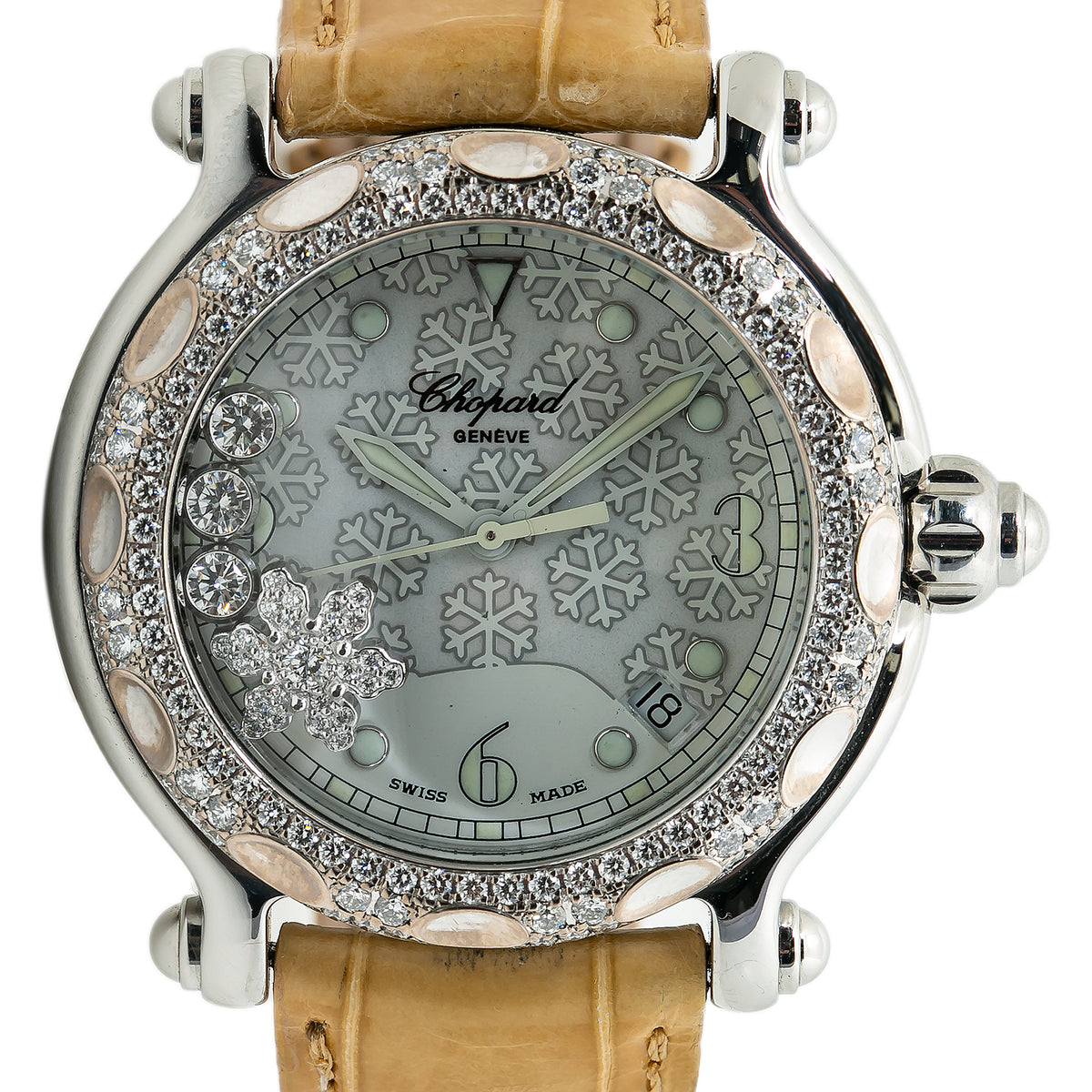 Chopard Happy Sport 28/8946 Snowflake Lady Watch Factory Diamond Bezel 38mm