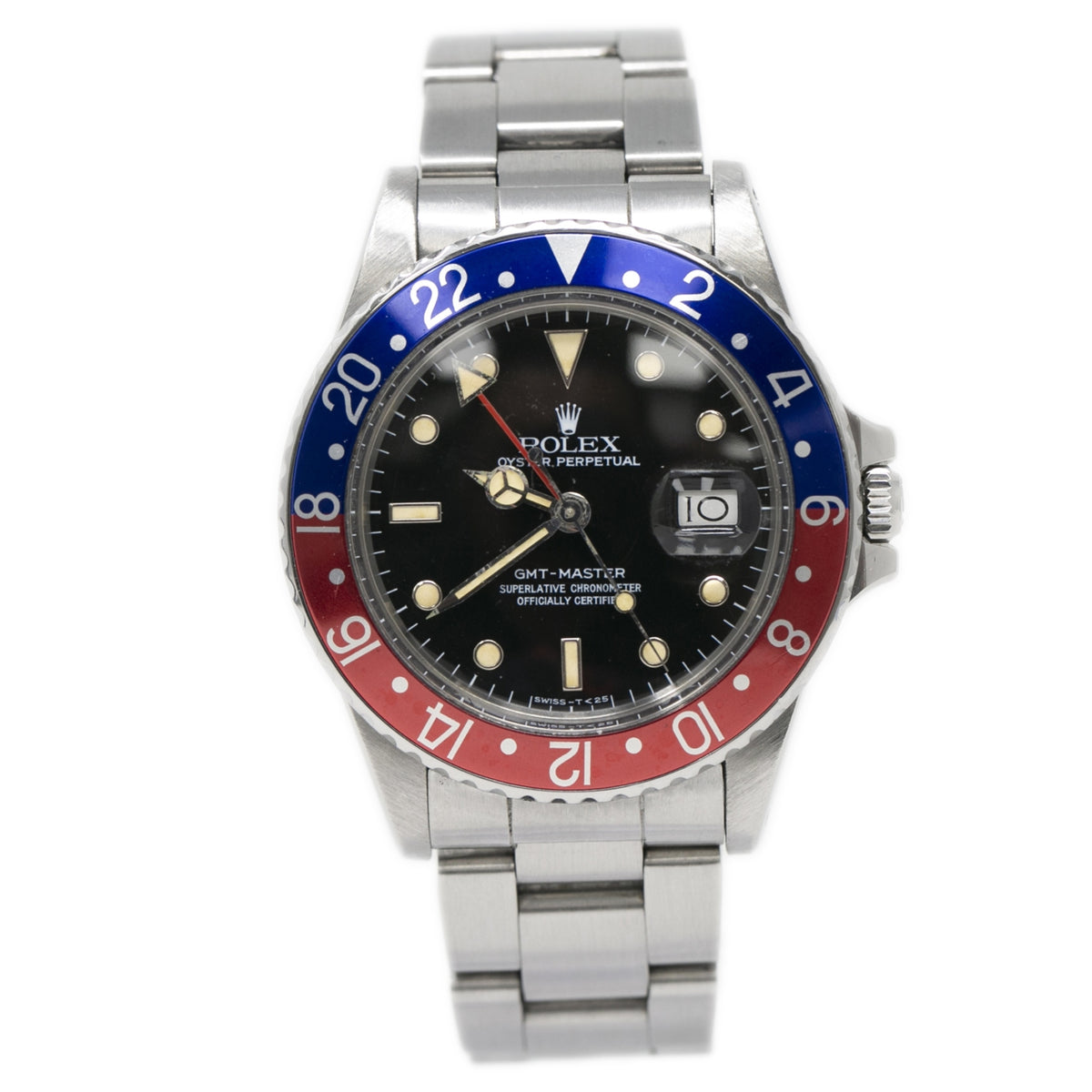 Rolex GMT Master 16750 1985 Pepsi Patina SPIDER Dial Automatic Men's Watch 40mm
