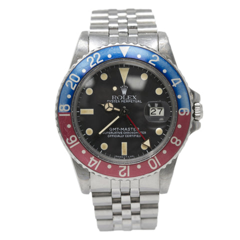 Rolex GMT-Master 16750 7.4 Serial 1982 Pepsi Patina Automatic Watch 40mm