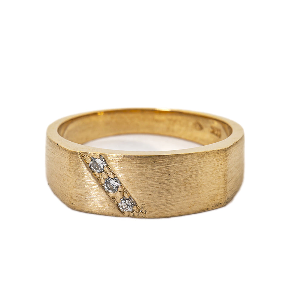 14K Yellow Gold and Diamond Ring Unisex 4.01 Grams Size 6.25
