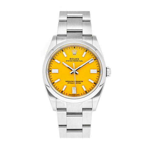 Rolex Oyster Perpetual 124300 Yellow Stella Dial 2022 New Watch 41mm with Card