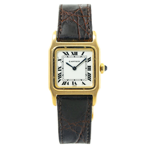 Cartier Santos Dumont Paris 7809 Yellow Gold Roman 1980 Manual Watch 25x25mm