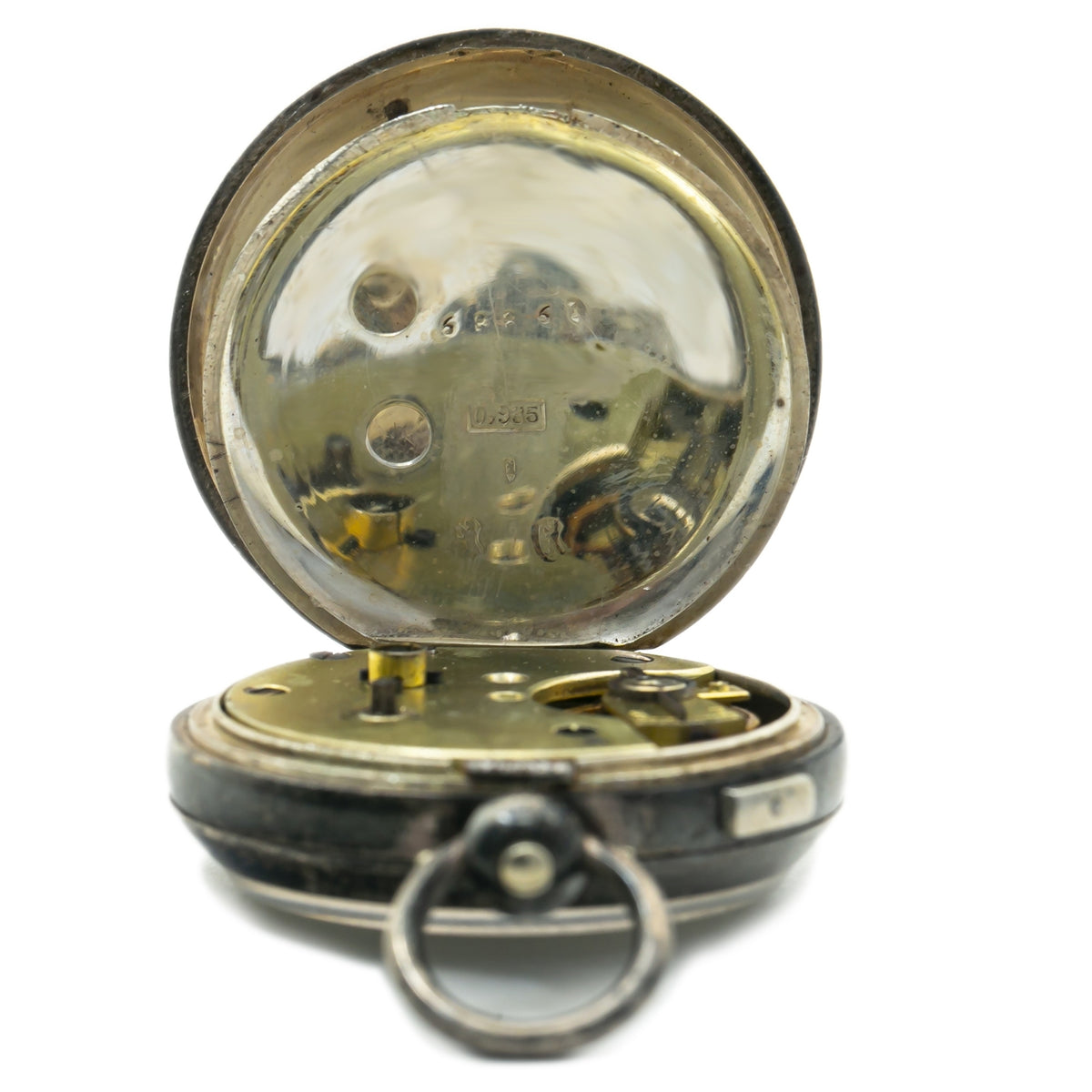 E Wise Manchester 68861 Vintage 935 SilverPocket Watch White Dial 40mm AS-IS