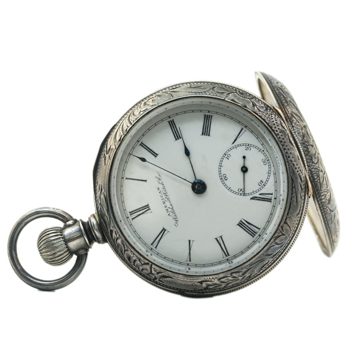 Waltham 149089 Vintage Silver Pocket Watch White Dial 56mm AS-IS