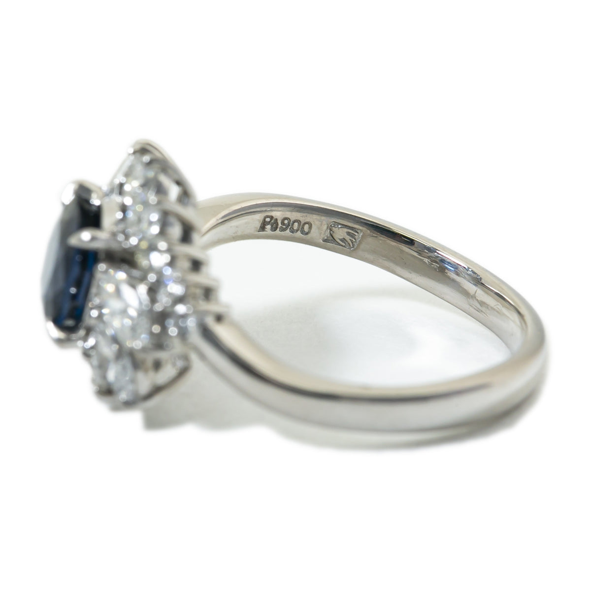Platinum Ring with Sapphire & Diamonds 5.8 Grams Size 8