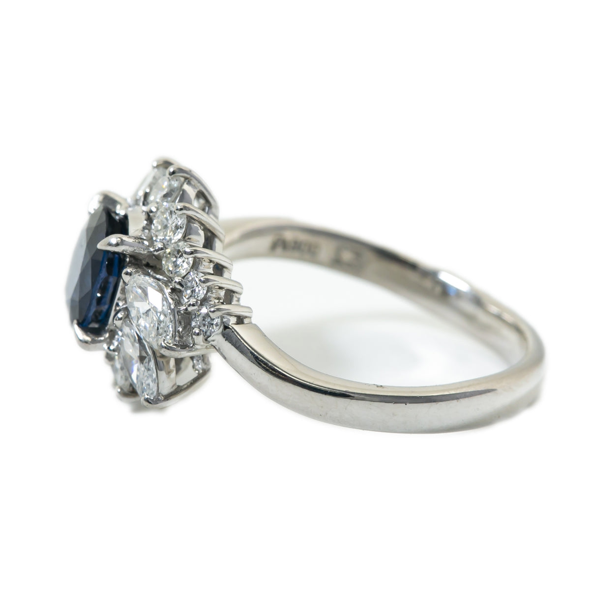 Platinum Ring with Sapphire & Diamonds 5.8 Grams Size 8