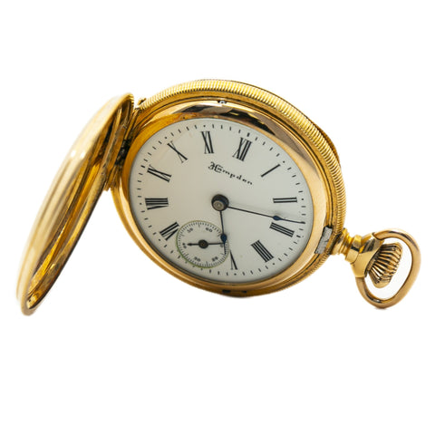 Hampden 4927375 1661985 Vintage 18K YG Pocket Watch 32g with Movement 33mm AS-IS