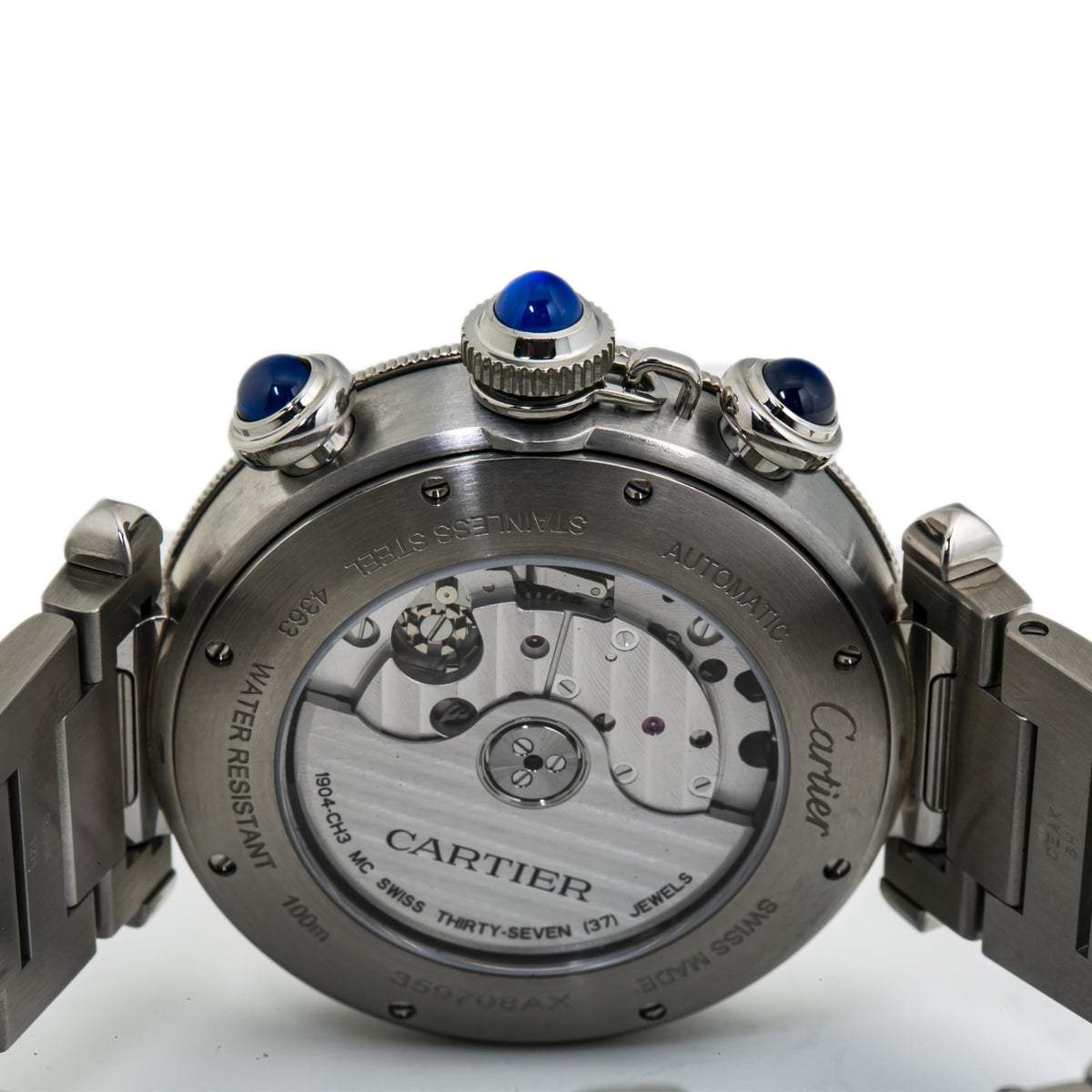 Cartier Pasha WSPA0018 SS Chronograph Mens Automatic Watch 42mm with Box&Paper