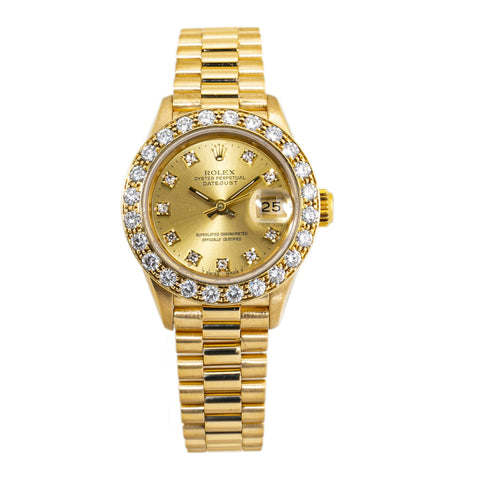 Rolex Datejust 69178 18kYG FactoryDiamondDial/AftermarketDiamondBezel Watch 26mm
