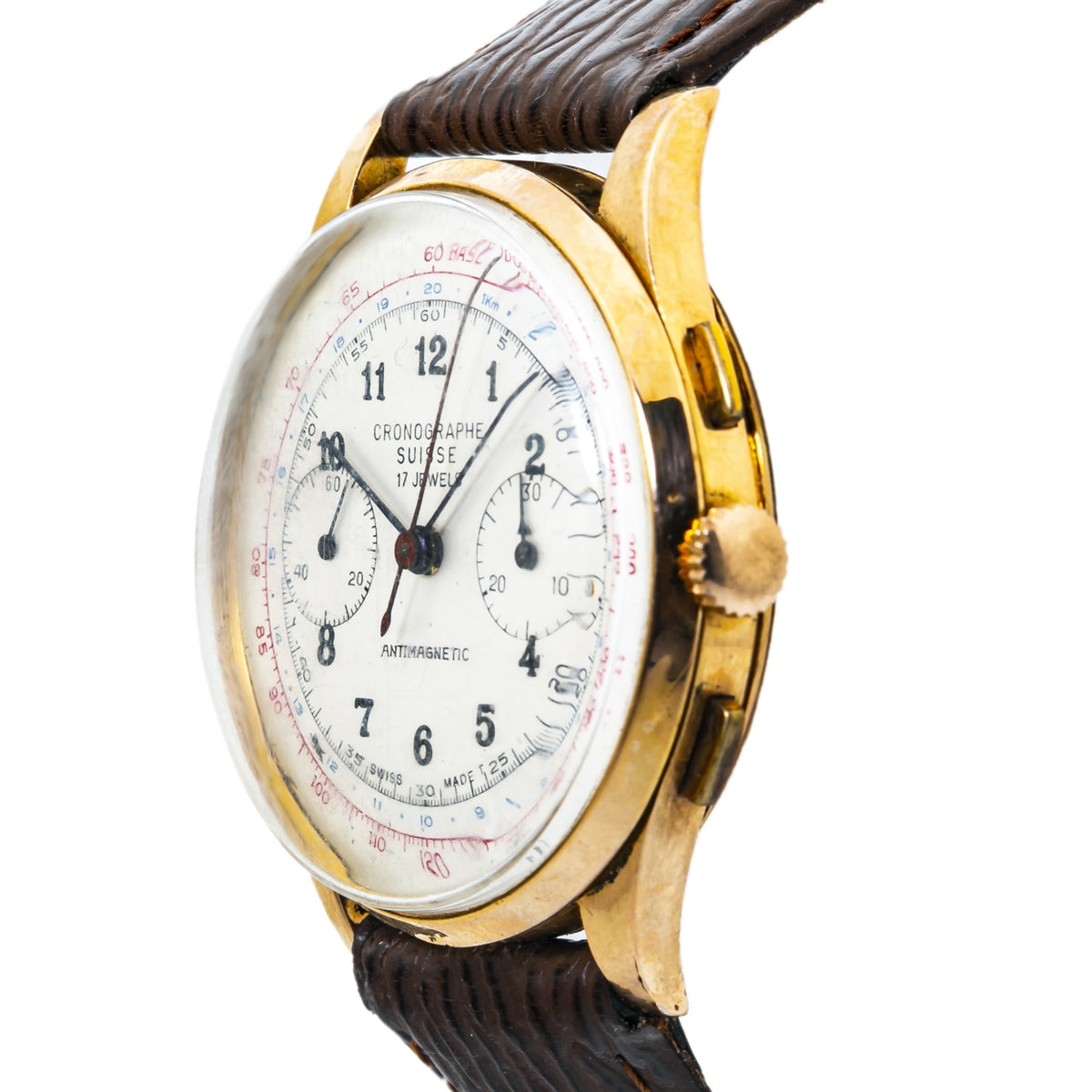 Chronographe Suisse 140 Vintage Chronograph 18K Rose Gold Men's Watch 38mm