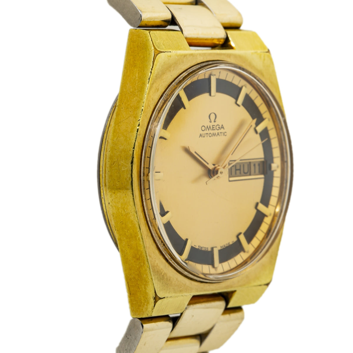 Omega Vintage Automatic Yellow Gold Plated Day-Date Men's Watch 34mm