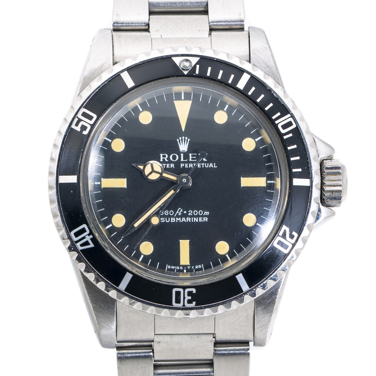 Rolex Submariner 5513 Vintage Patina Serif Matte Dial Stainless Steel Watch 40mm
