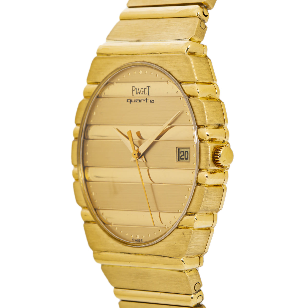 Piaget Polo Quartz 15661 C 701 18K Yellow Gold Date Gold Dial Unisex Watch 34mm