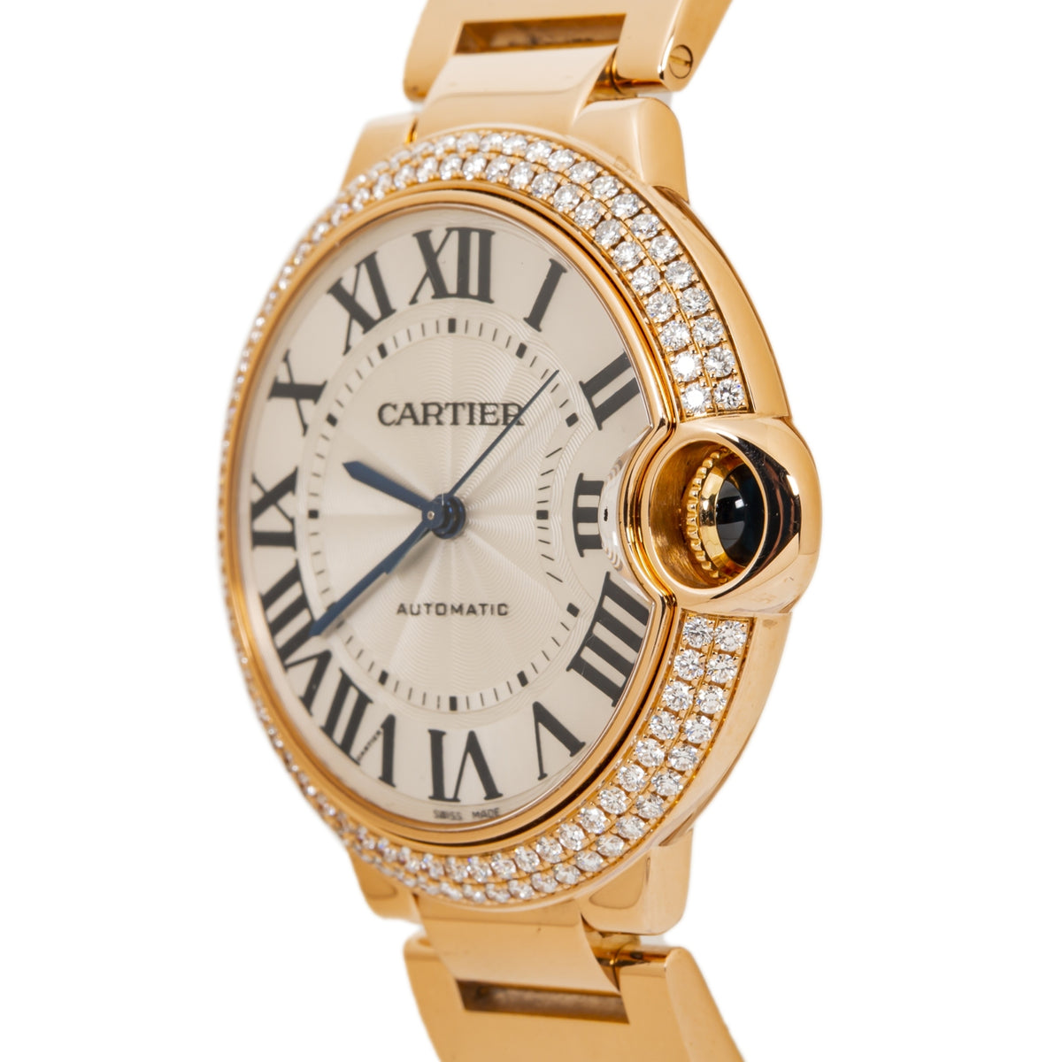 Cartier Ballon Bleu 3003 WJBB0005 18K Rose Factory Diamonds Watch 36mm Box&Paper