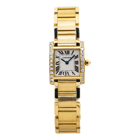 Cartier Tank Francaise 2385 18k Gold Diamond Bezel Quartz Ladie's Watch 20mm