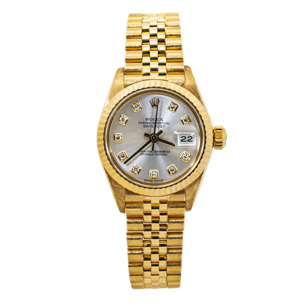 Rolex DateJust 6917 18k Jubilee Factory Silver Diamond Dial Ladie's Watch 26mm