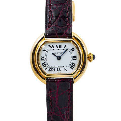 Cartier Ellipse Vintage 18K Gold Deployment Buckle Manual Ladie's Watch 26mm