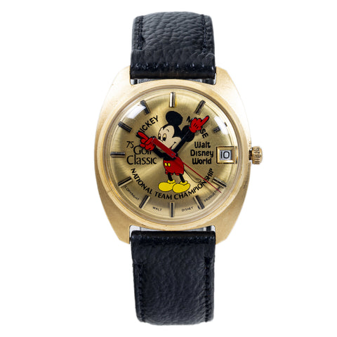 Elgin 1975 Golf Classic Mickey Mouse 14k Yellow Gold Quartz 32mm Watch