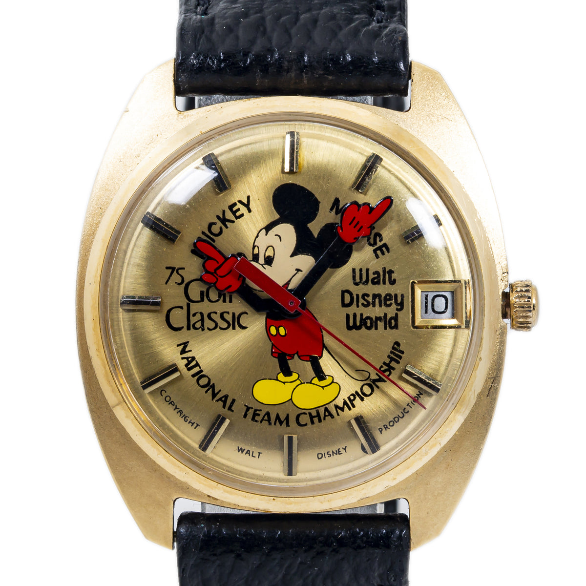 Elgin 1975 Golf Classic Mickey Mouse 14k Yellow Gold Quartz 32mm Watch
