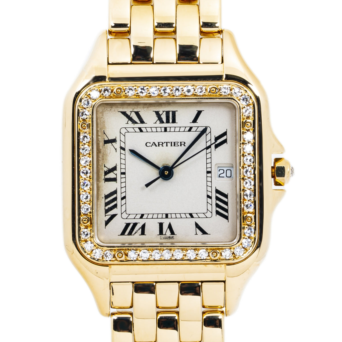 Cartier Panthere 127000M 18K Yellow Factory Diamonds Quartz Unisex Watch 27mm