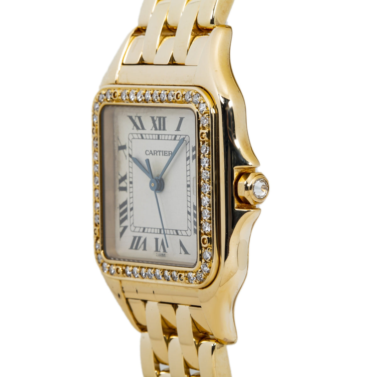 Cartier Panthere 127000M 18K Yellow Factory Diamonds Quartz Unisex Watch 27mm