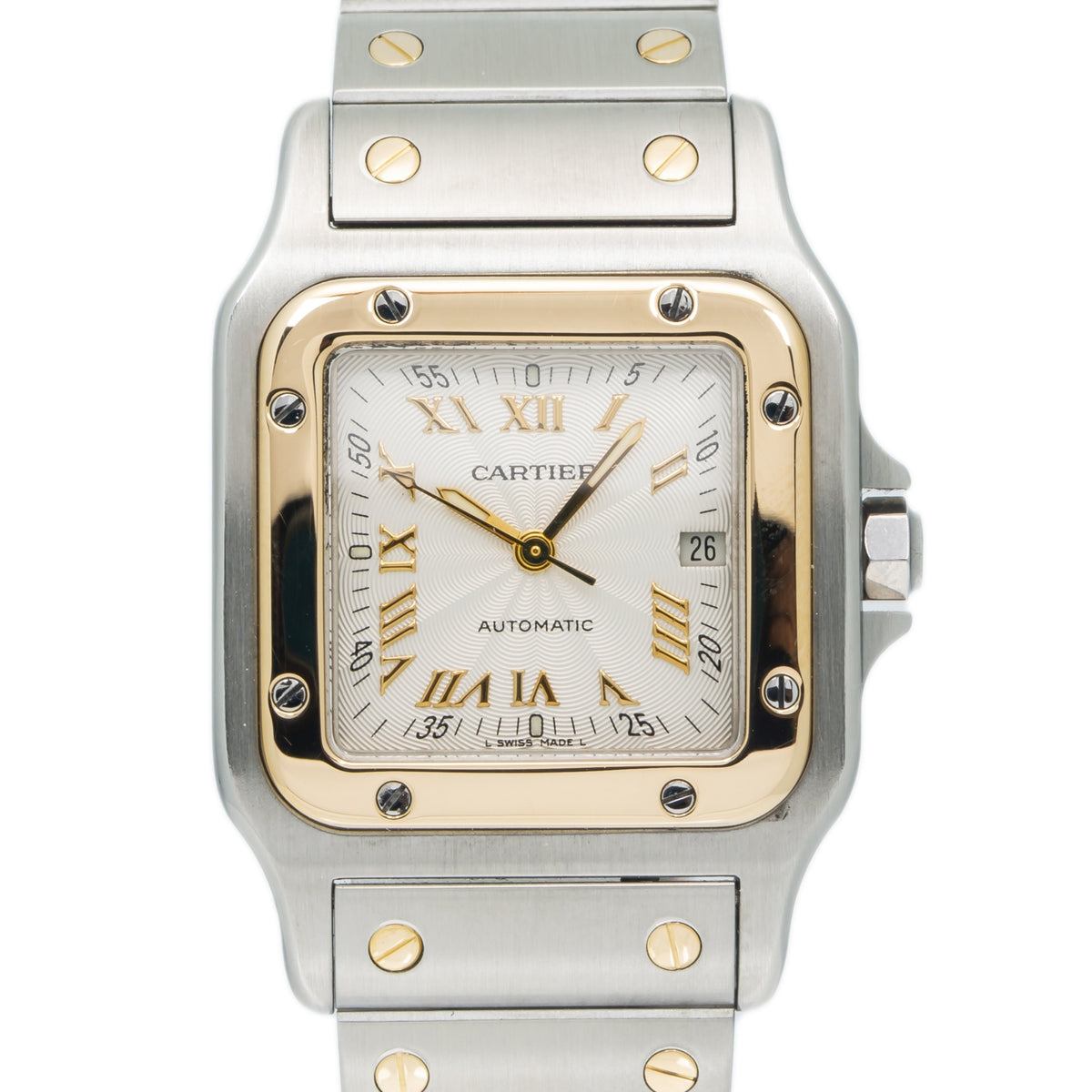 Cartier Santos Galbee W20041C4 2319 18k Two Tone Roman Gold Automatic Watch 29mm