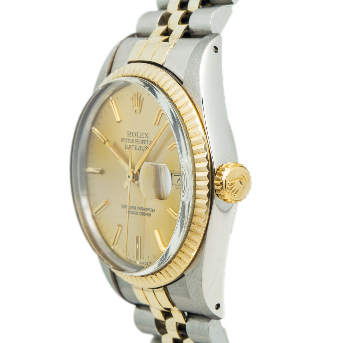 Rolex Datejust 16013 18k Two Tone Gold Jubilee Champagne Dial Men's Watch 36mm