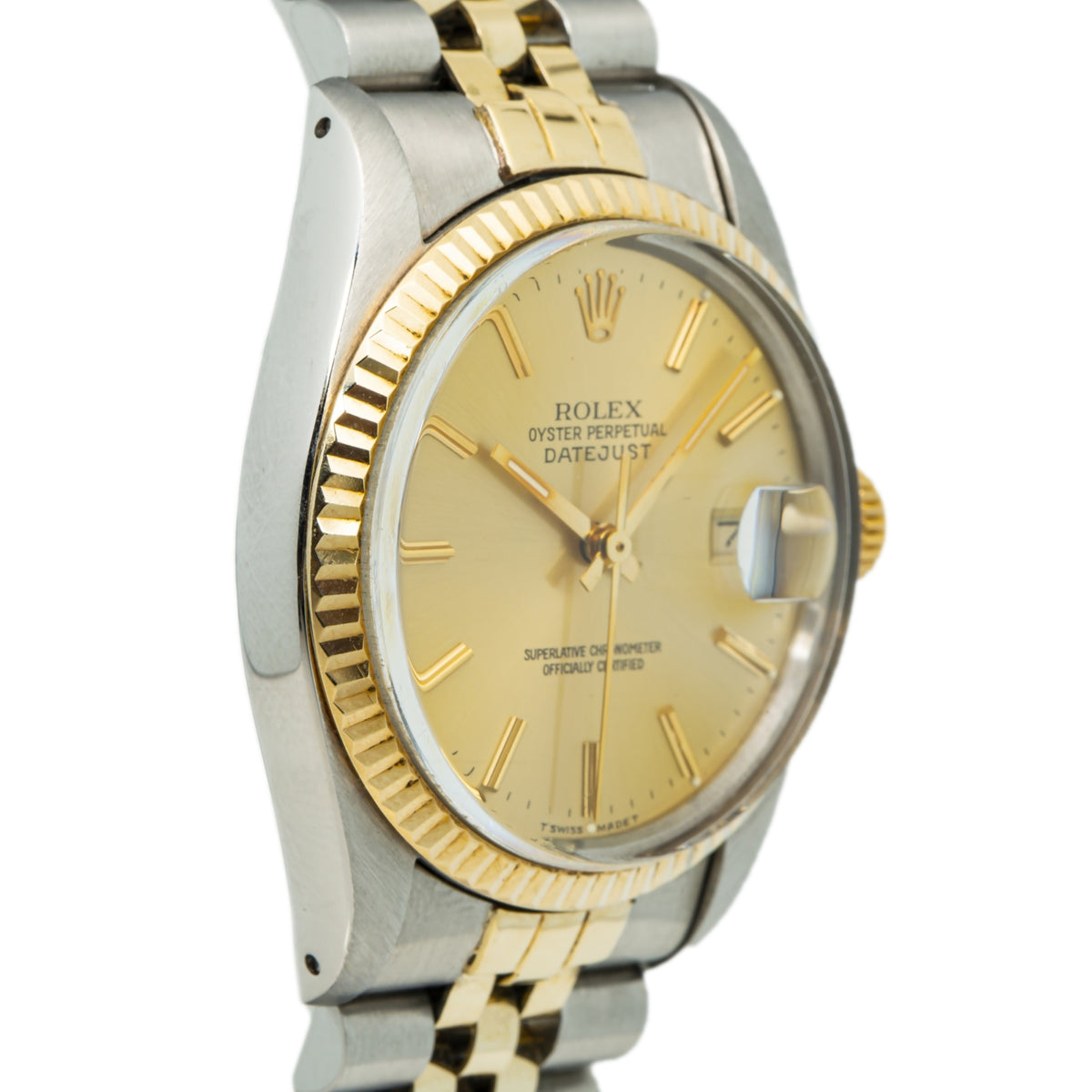 Rolex Datejust 16013 18k Two Tone Gold Jubilee Champagne Dial Men's Watch 36mm