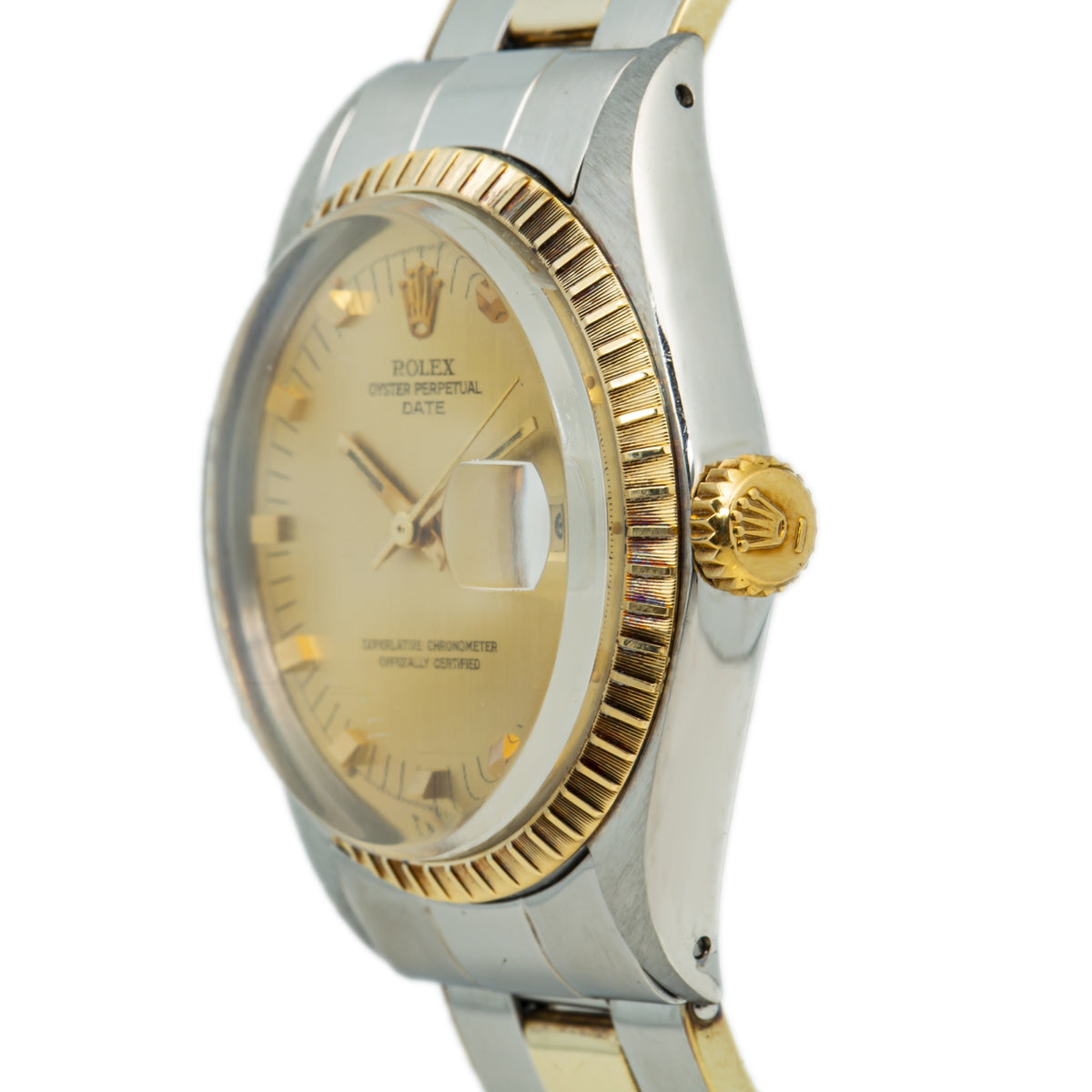 Rolex Date 1505 MINT 14k Yellow Gold Two Tone Vintage 1970s Automatic Watch 34mm