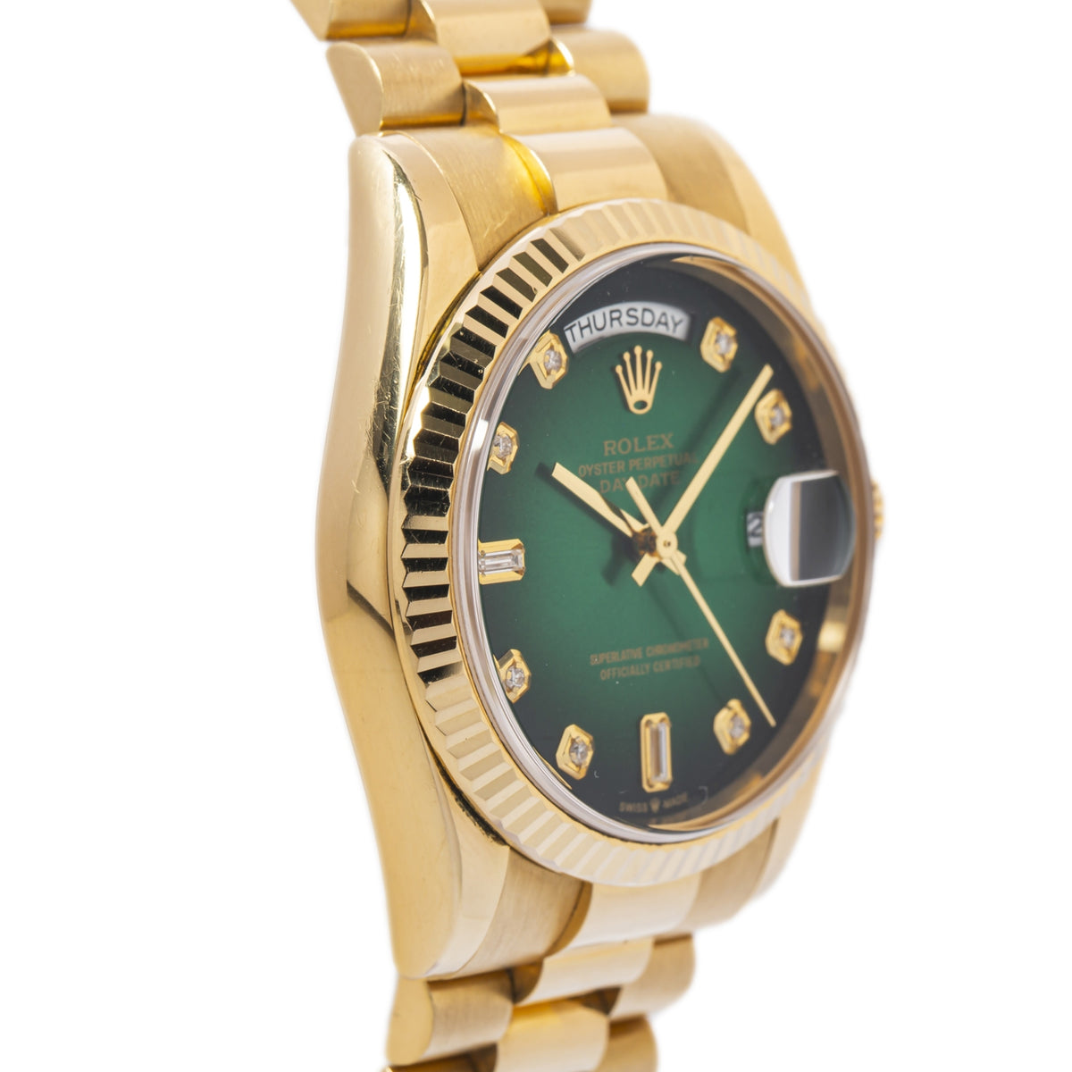 Rolex Day-Date 118238 18k Gold President NEW Green Ombre Diamond Dial Watch 36mm