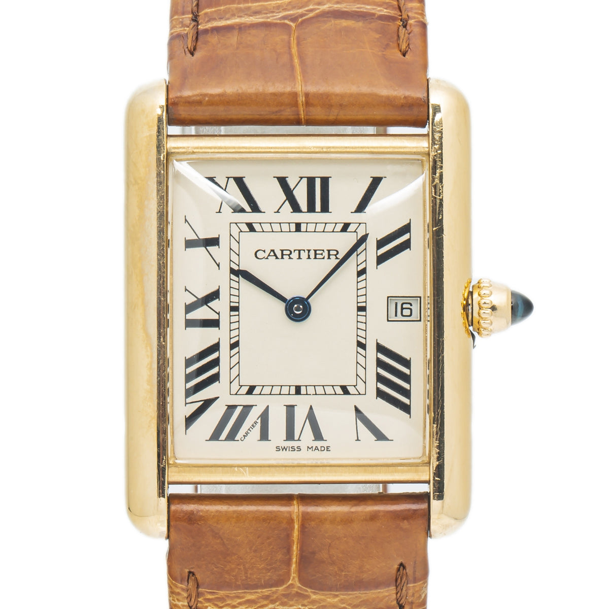 Cartier Tank Louis 2441 W1529756 18K Yellow Gold Roman Date Quartz Watch 26x34mm