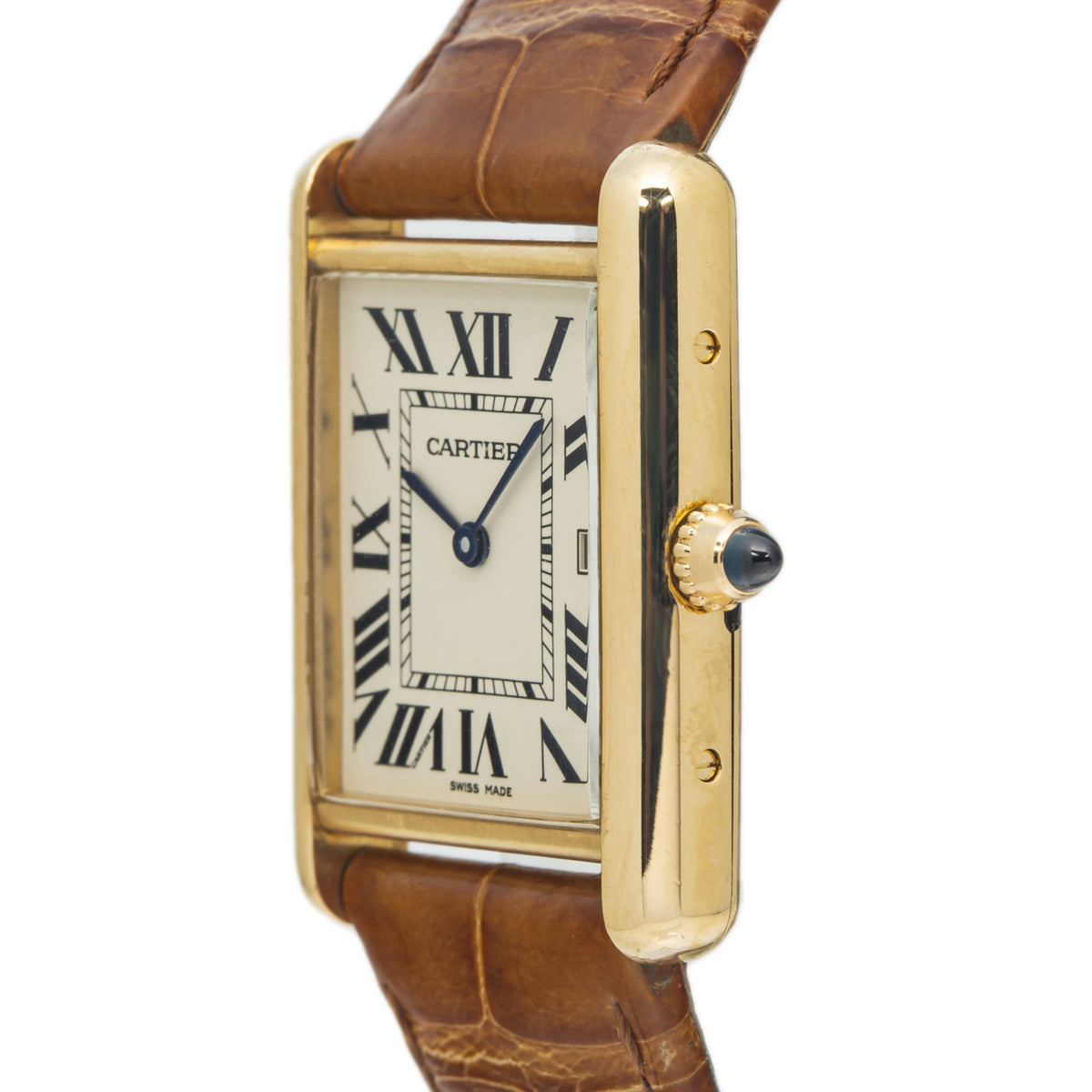 Cartier Tank Louis 2441 W1529756 18K Yellow Gold Roman Date Quartz Watch 26x34mm