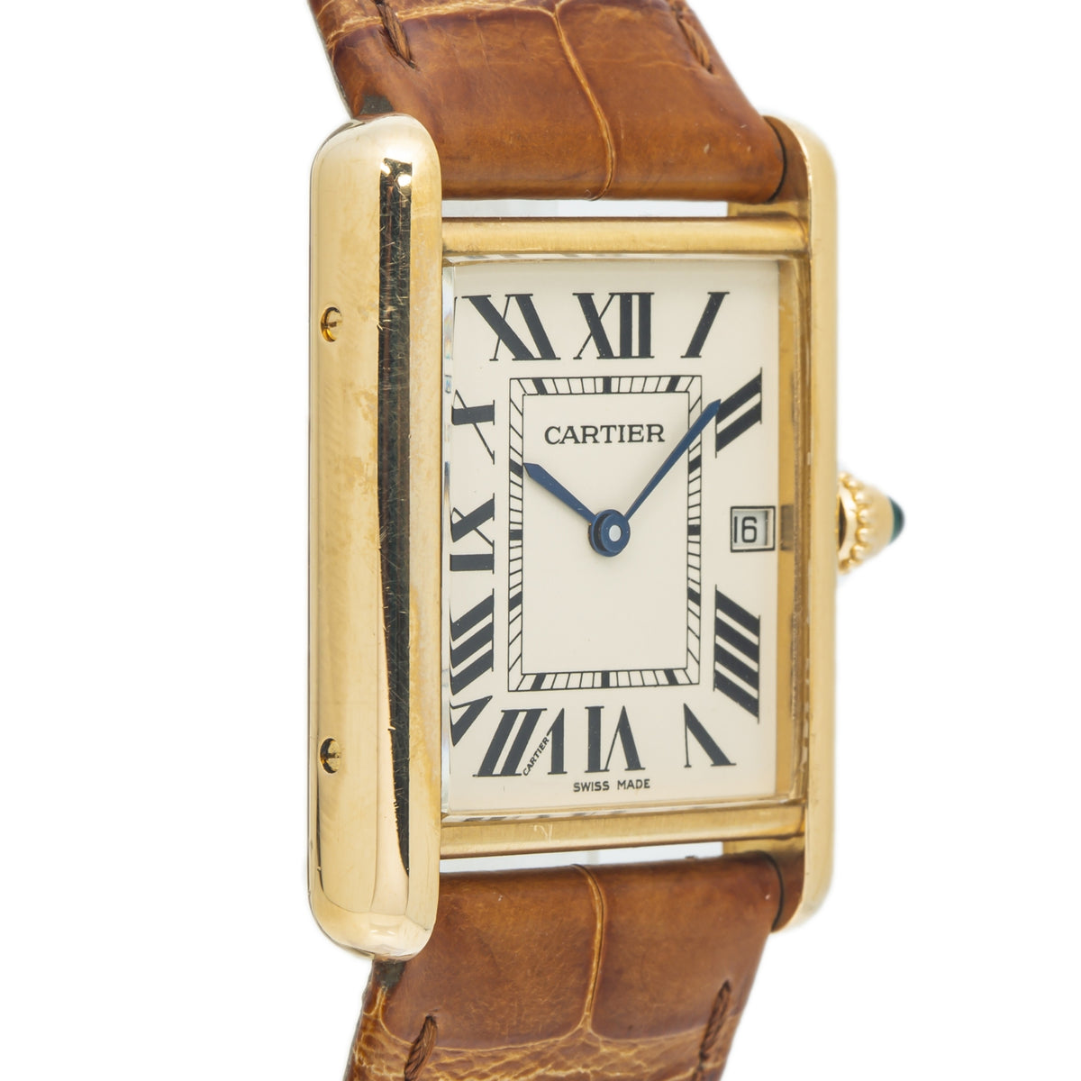 Cartier Tank Louis 2441 W1529756 18K Yellow Gold Roman Date Quartz Watch 26x34mm