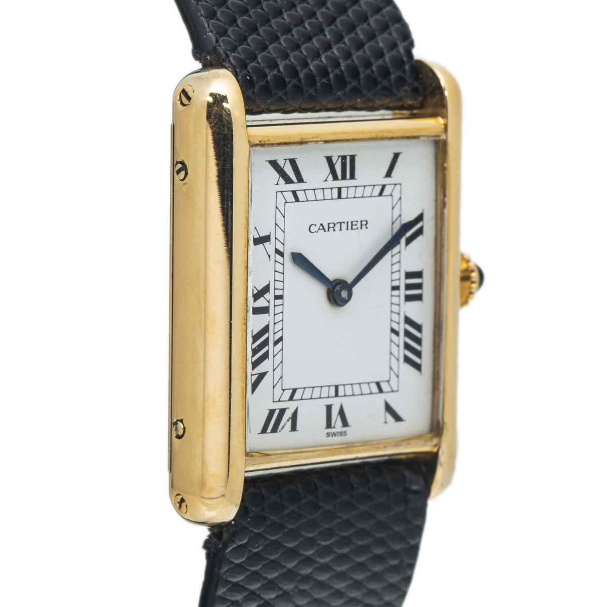 Cartier Tank Louis 7808 18k Yellow Gold 1980s Roman White Manual Watch 23x30mm