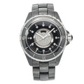 Chanel J12 H1757 Ceramic Black Factory Diamonds Date Automatic Ladies Watch 38mm