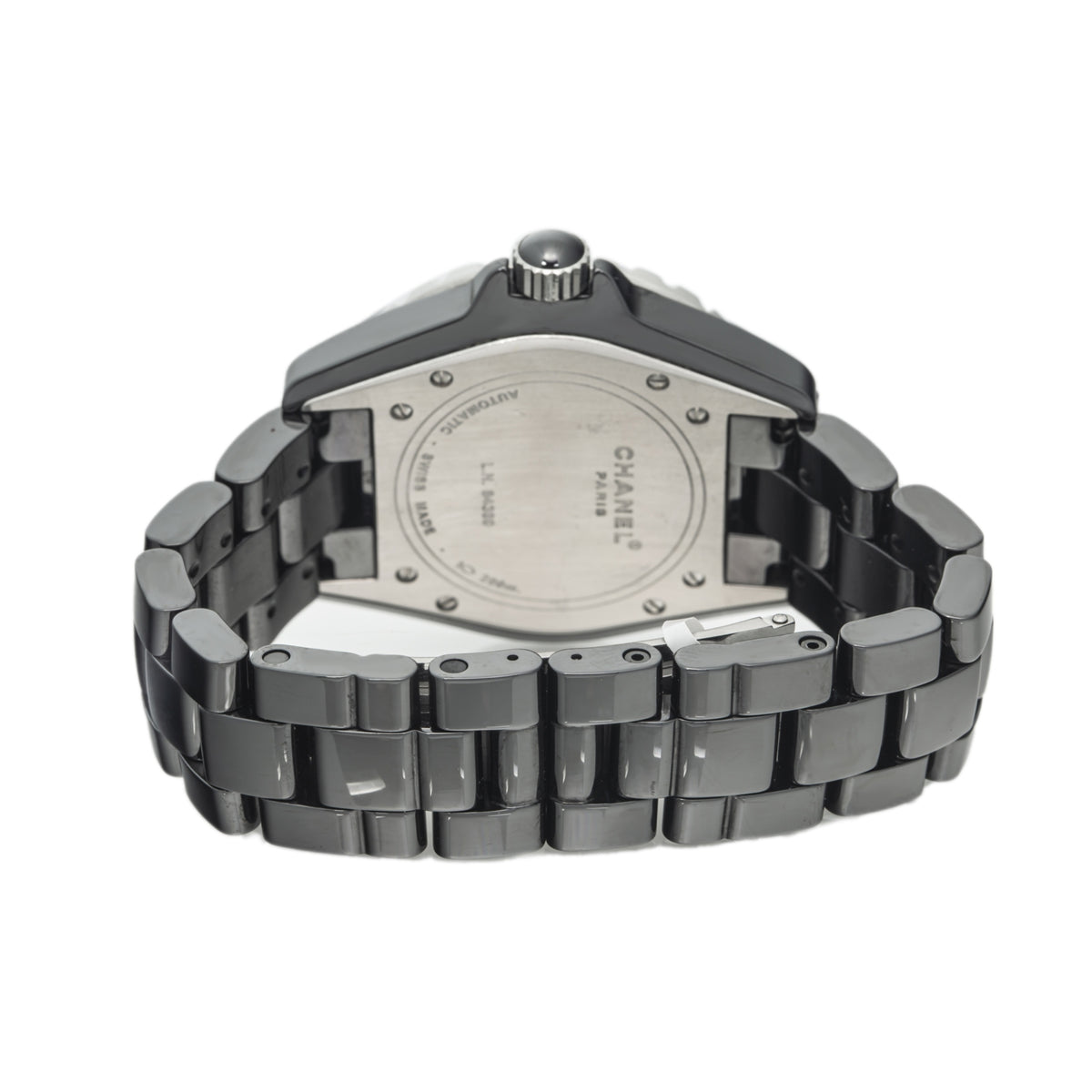 Chanel J12 H1757 Ceramic Black Factory Diamonds Date Automatic Ladies Watch 38mm