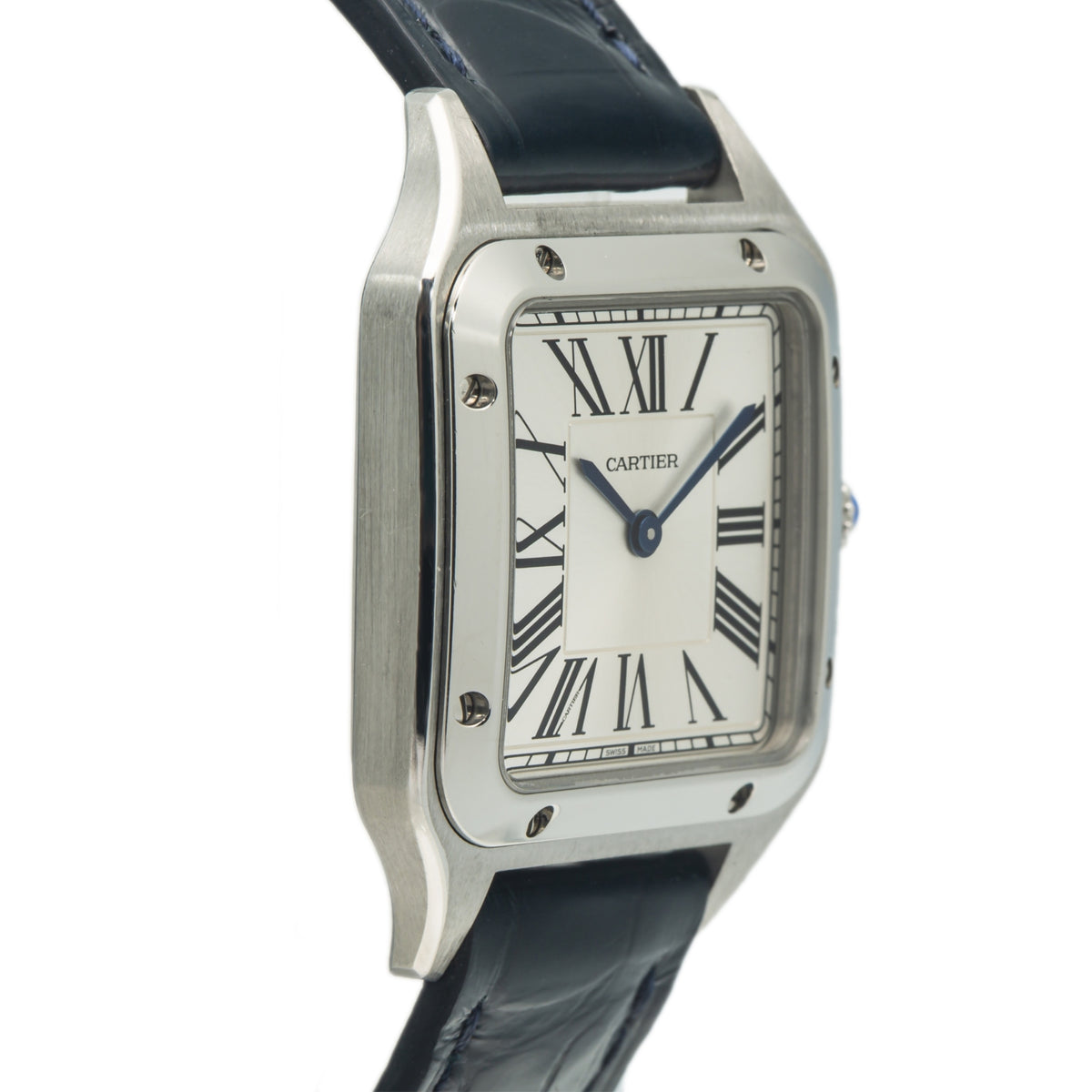 Cartier Santos Dumont 4213 WSSA0023 MINT Steel Roman Silver Quartz Watch 28x38mm