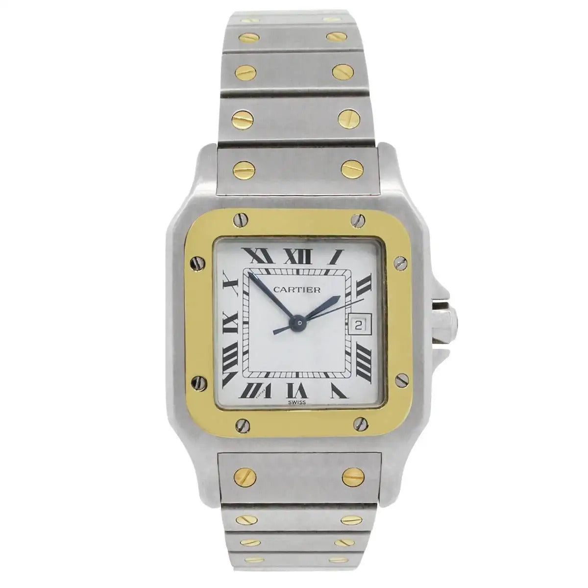 Cartier Santos 2961 W20011C4 18k Yellow Gold Two Tone 1980s Automatic Watch 29mm