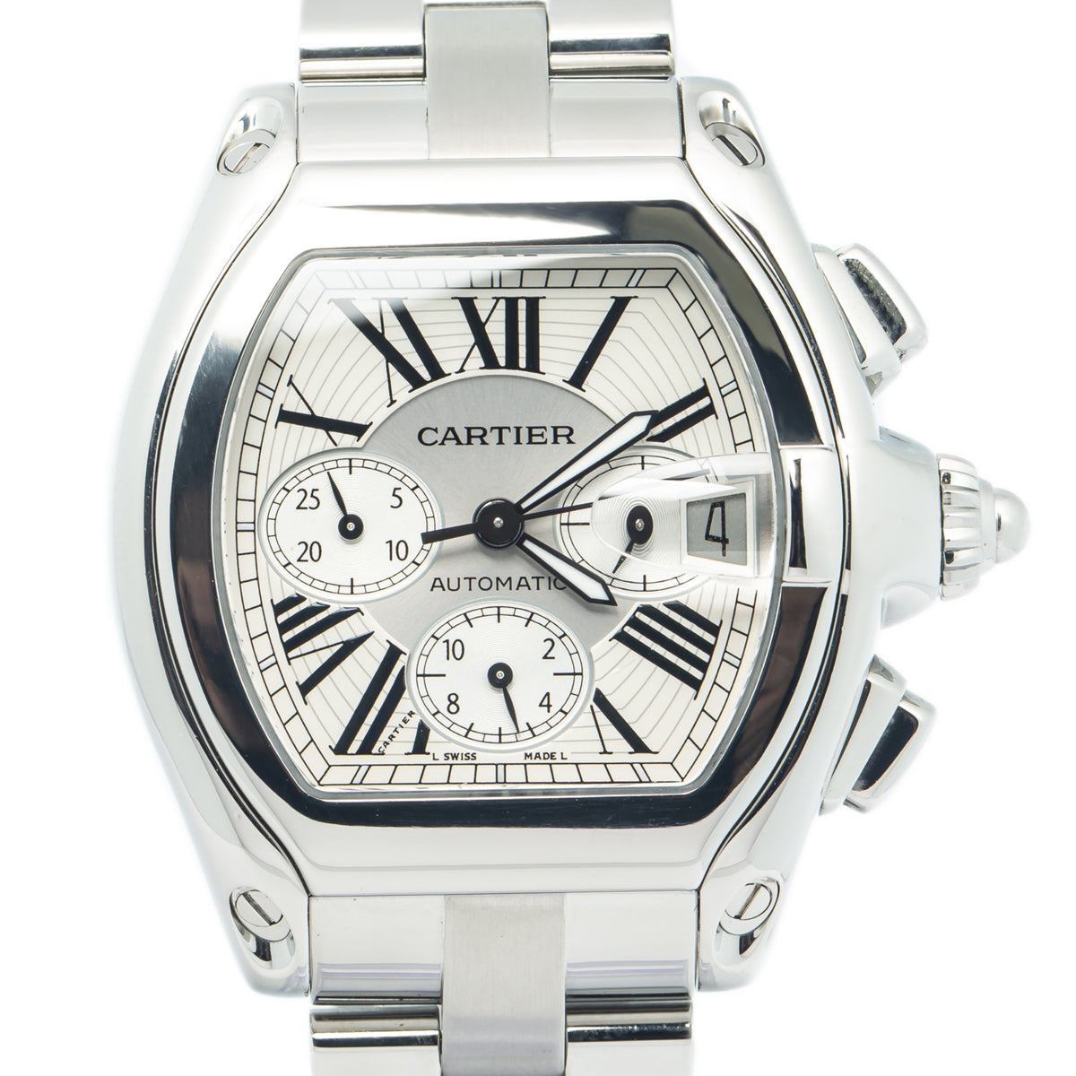 Cartier Roadster 2618 W62019X6 Stainless Steel Chrono Date Automatic Watch 43mm