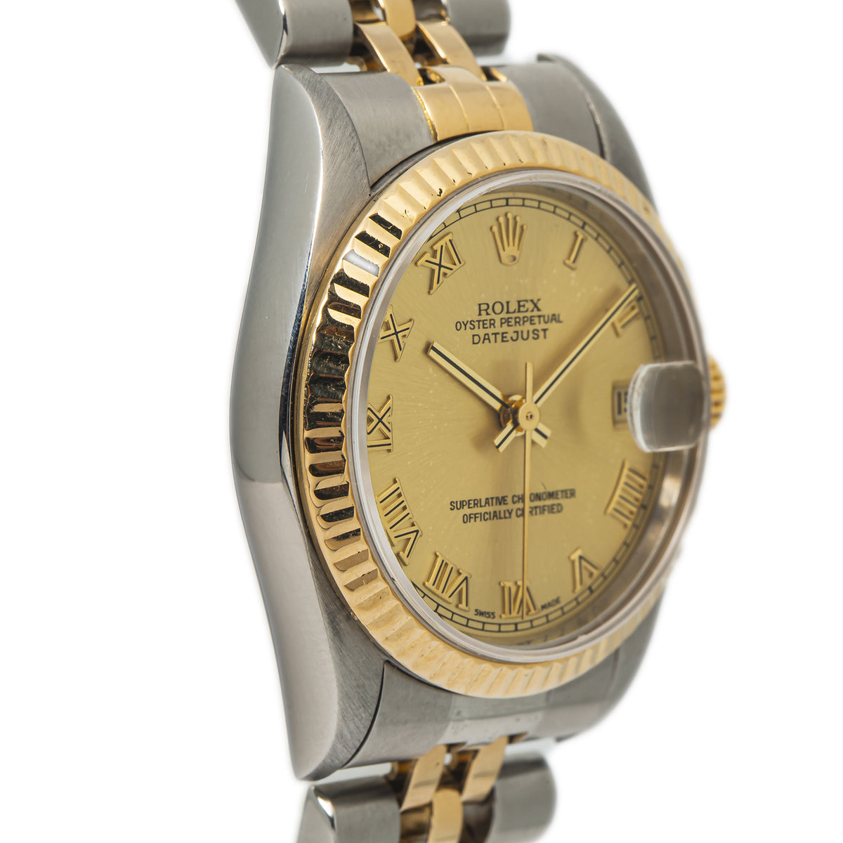 Rolex Datejust 78273 18k Yellow Gold Two Tone Roman Champagne Dial Watch 31mm