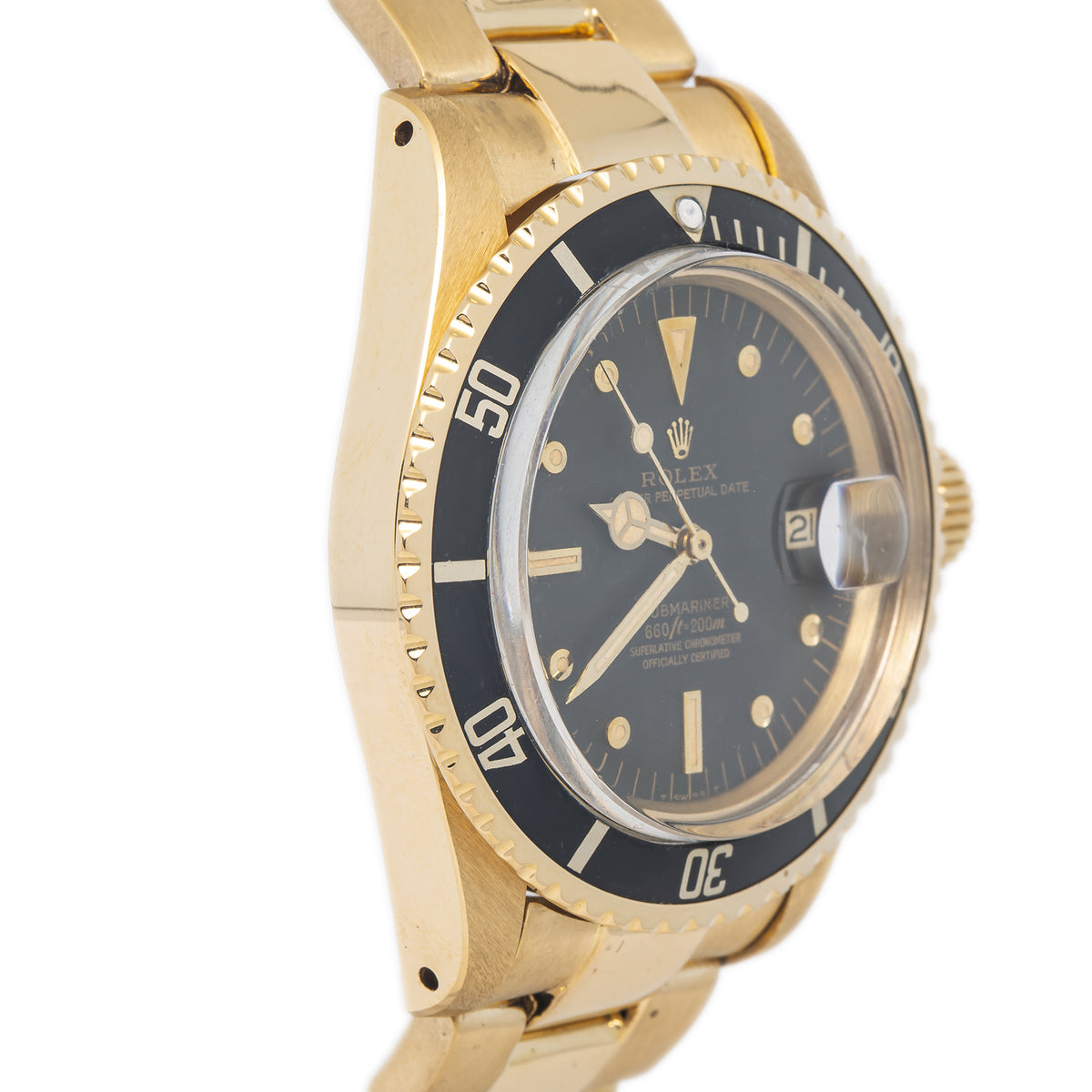 Rolex Submariner 1680 Vintage Gold Black Matte Nipple Dial Watch 40mm 1970 Paper
