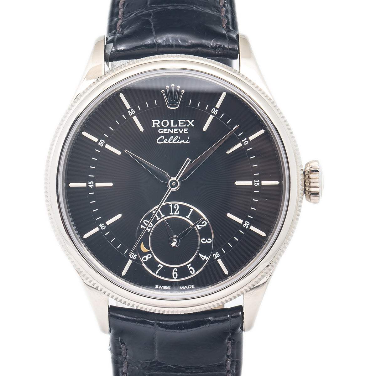 Rolex Cellini Dual Time 50529 White Gold Black Dial Automatic Men's Watch 39mm