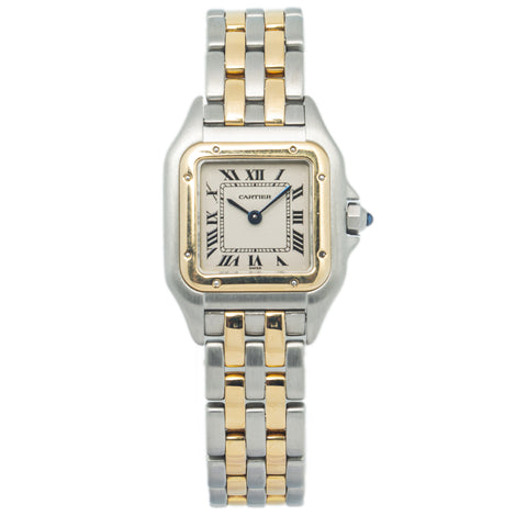 Cartier Panthere 1120 W25029B6 Steel Yellow Gold 2 Row Quartz Ladies Watch 22mm
