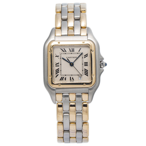 Cartier Panthere 187949 Three Row Midsize 18k Yellow Gold Date Quartz Watch 27mm