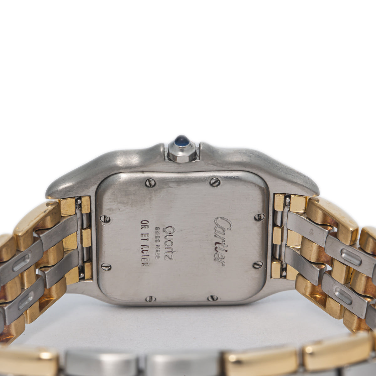 Cartier Panthere 187949 Three Row Midsize 18k Yellow Gold Date Quartz Watch 27mm