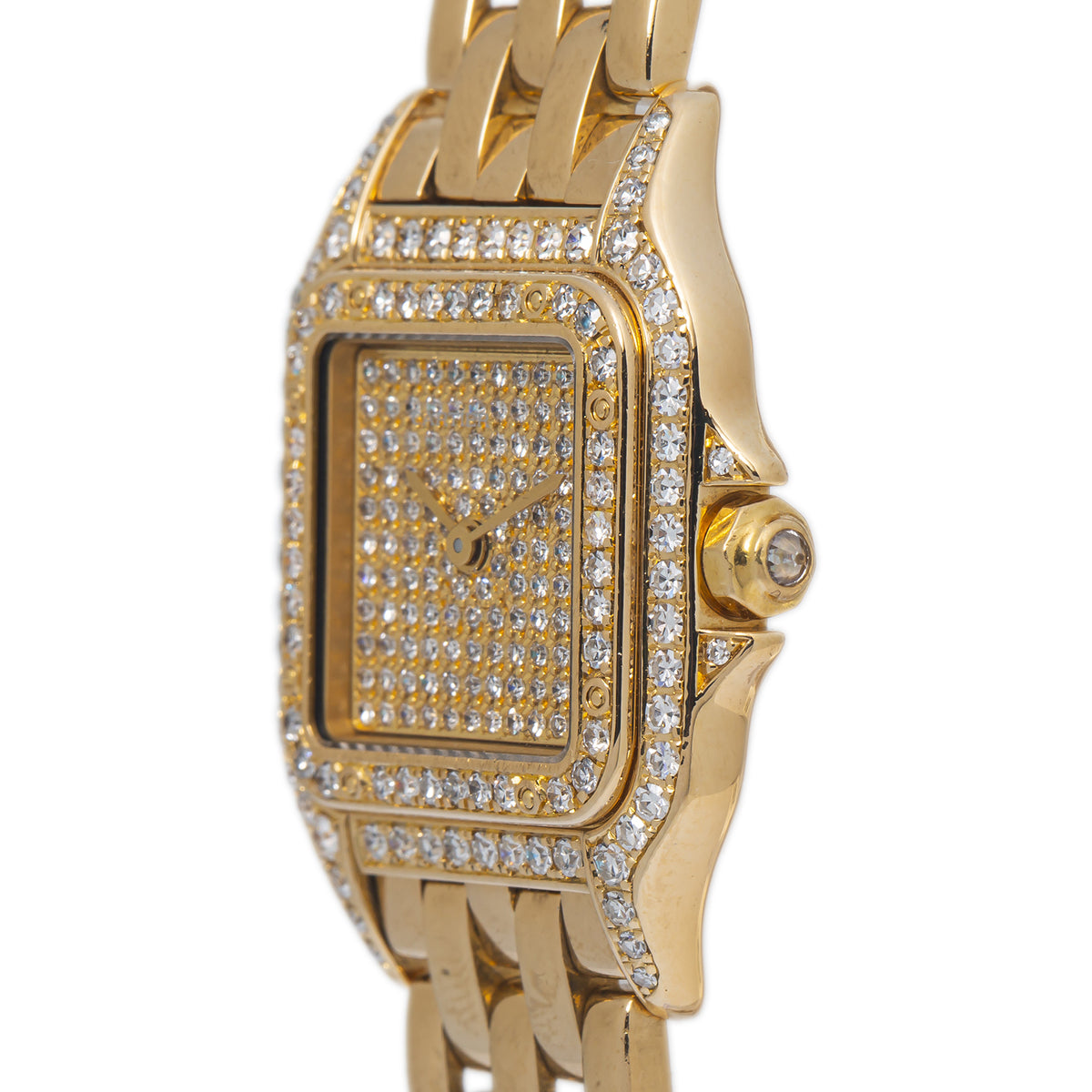 Cartier Panthere WF3072B9 1280 2 18k Gold Factory Diamonds Quartz Watch 22mm