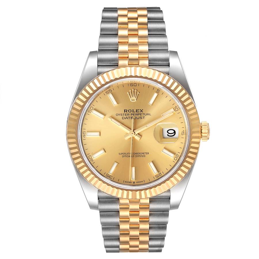 Rolex Datejust 126333 18k Yellow Jubilee Champagne Dial Watch 41mm 2021 Complete