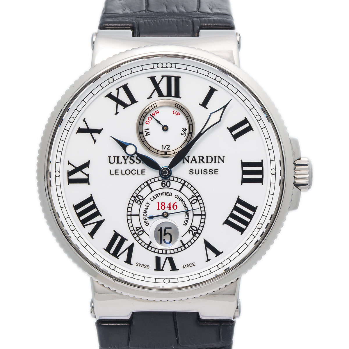 Ulysse Nardin Maxi Marine Chronometer 263-67 Steel White Dial Auto Watch 43mm