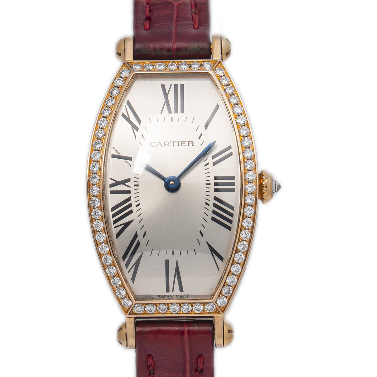 Cartier Tonneau 2791 WE400331 18k Rose Gold Factory Diamond Manual Watch 21x39mm